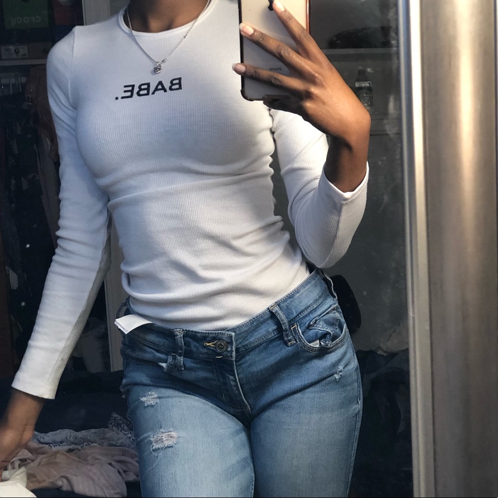 “BABE” White Bodysuit Shirt